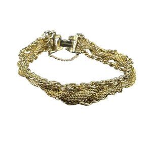Gold Tone & Silver Tone Multi-Strand Braided Chain Bracelet Adjustable Rope Desi